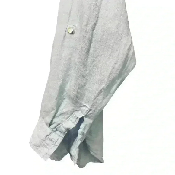 Sigrid Olsen 100% Linen Blue V-Neck Light Blue Blouse Button Down Shirt Size XL - Picture 12 of 16